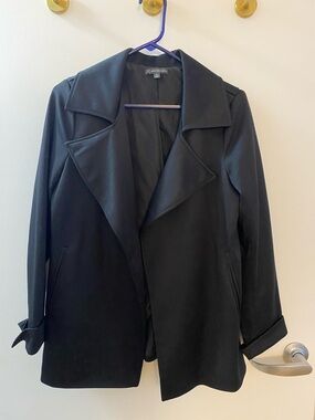 Adrianna Papell Black Open-Front Trench Coat